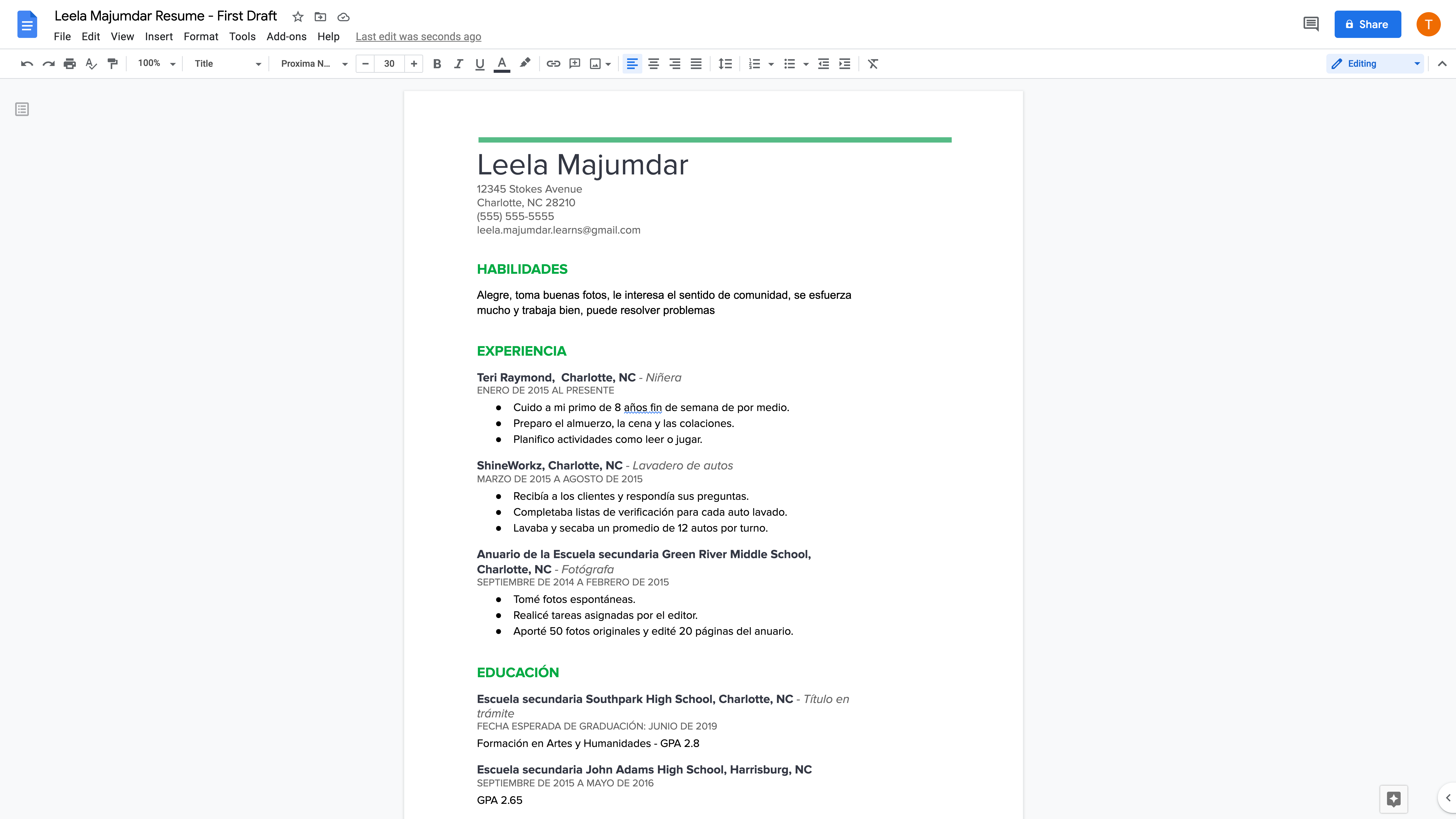 Crea un curr culum en documentos de google habilidades digitales